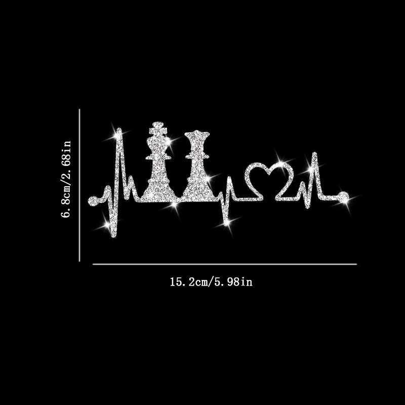 Sparkling Fun King Queen Chess Set Heartbeat Stickers, Wall Sticker, Bedroom Doors Sticker, Car Sticker, Car Window Decoration