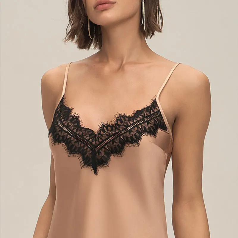 Fashionable Sexy Imitation Silk Lace Pajama Set Women Comfortable Sleeveless Suspender Pajama Shorts Nightwear