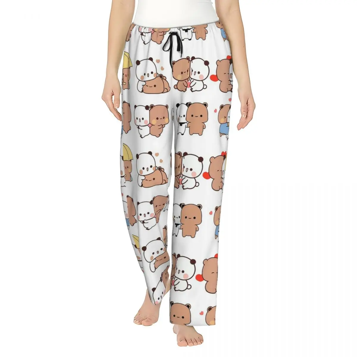 Custom Bubu Dudu Bear And Panda Women Pajama Pants Lounge Sleep Sleepwear Bottoms with Pockets