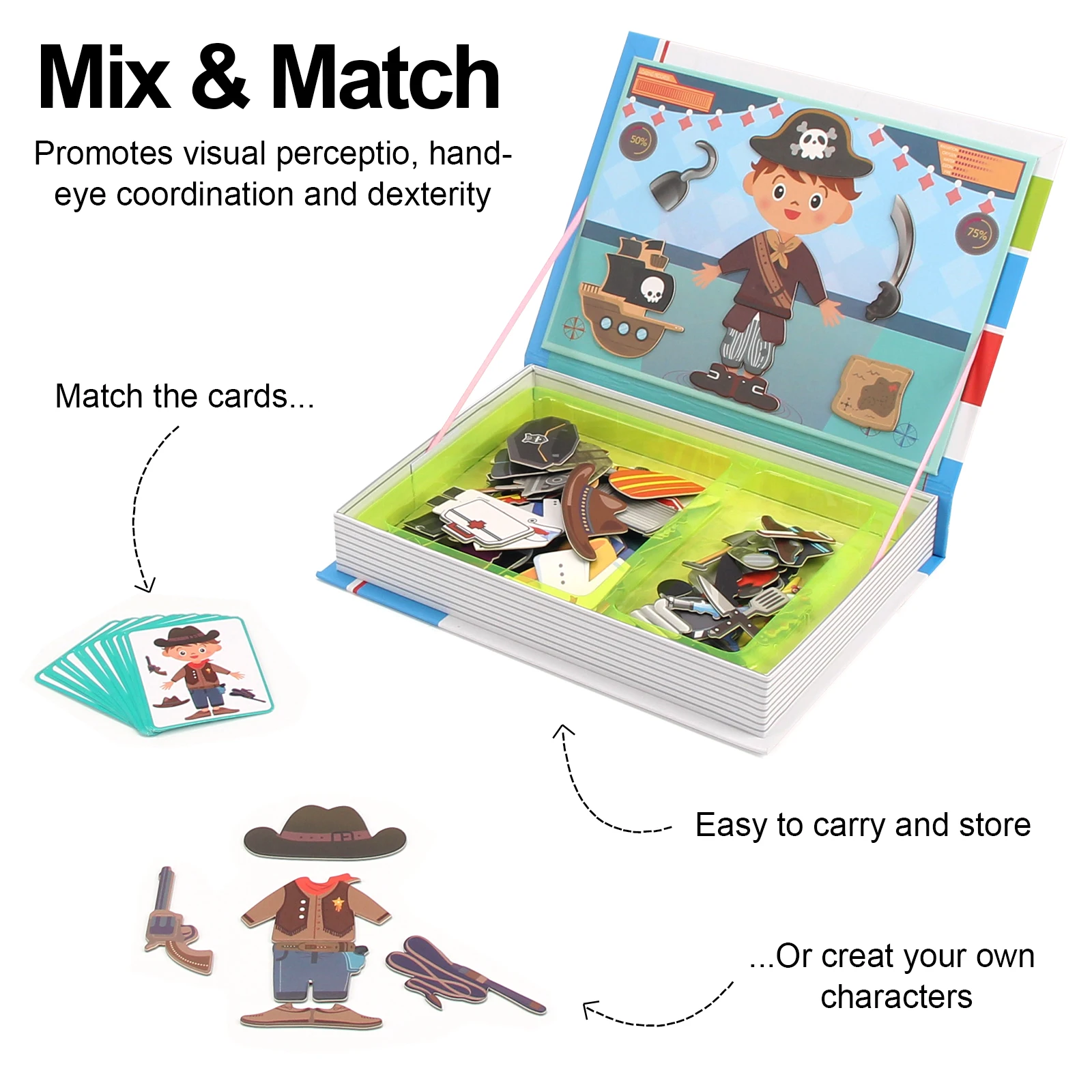 Funny Children\'s Intelligent Magnetic Book 3D Cartoon Puzzles Jigsaw Brain Training Game Educational Toys for Kids Gift Xmas Toy