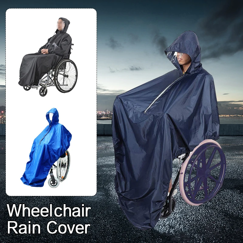 

Wheelchair Poncho Rain Cover Universal Waterproof Raincoat Hooded Mobility Aid Wheelchair Raincoat Outdoor Going Protect