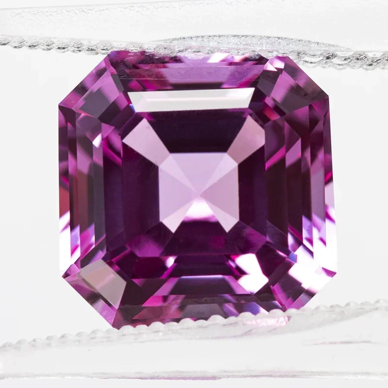 Top Lab Grown Sapphire Square Pink Asscher Cut VVS1 Gemstone Charms DIY ForJewelry Making Materials Selectable AGL Certificate