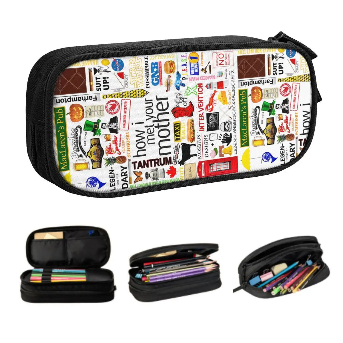 How I Met Your Mother Collage Korean Pencil Case Girl Boy Large Storage TV Show Pencil Bag Pouch Students Stationery