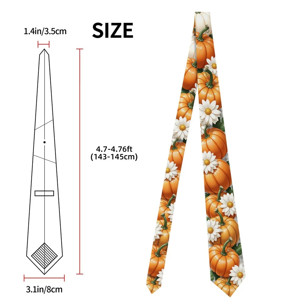 1pc Business Tie with Autumn Pumpkins And Daisies Design Perfect for Job Interviews Weddings And Banquets