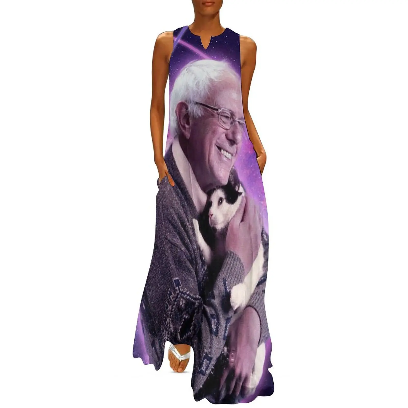 Bernie Sanders Halftone Cat in Space Long Dress Dress for girls long dress women summer