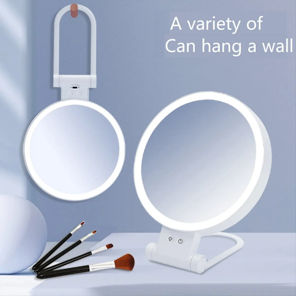 A64K 10X Magnifying Makeup Mirror with Lights and Magnification,3 Colors Desktop LED Mirror and Vanity Mirror for Travel