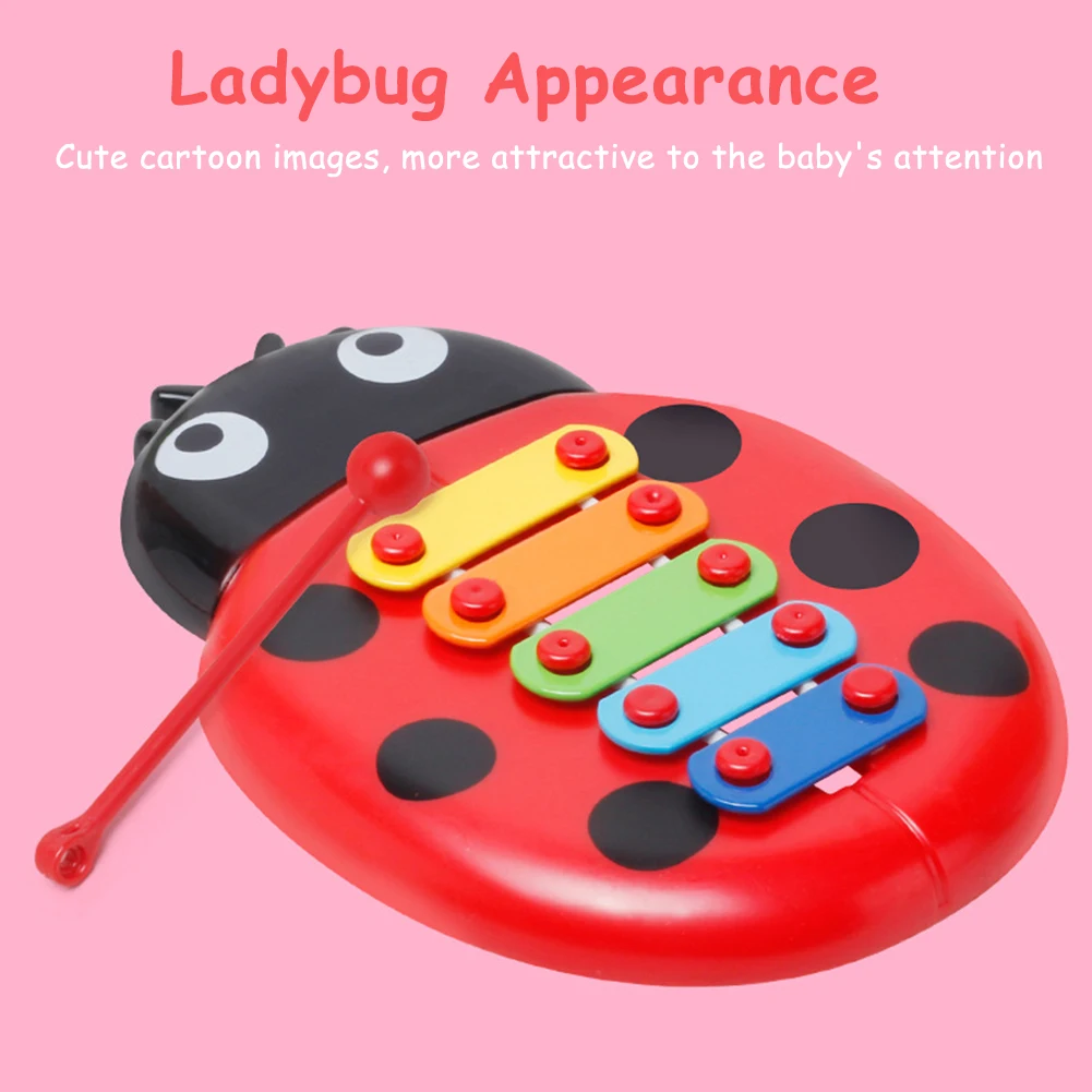 Ladybug Glockenspiel with Mallet Glockenspiel Xylophone Percussion Musical Instrument for Kids Preschool Learning