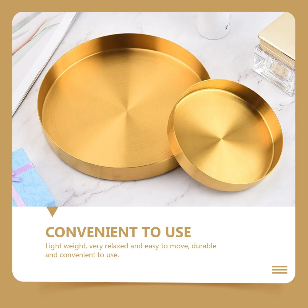 

1pcs Round Storage Tray Stainless Steel Desktop Organizer For Jewelry Cosmetics Sundries Makeup Holder Home Storage