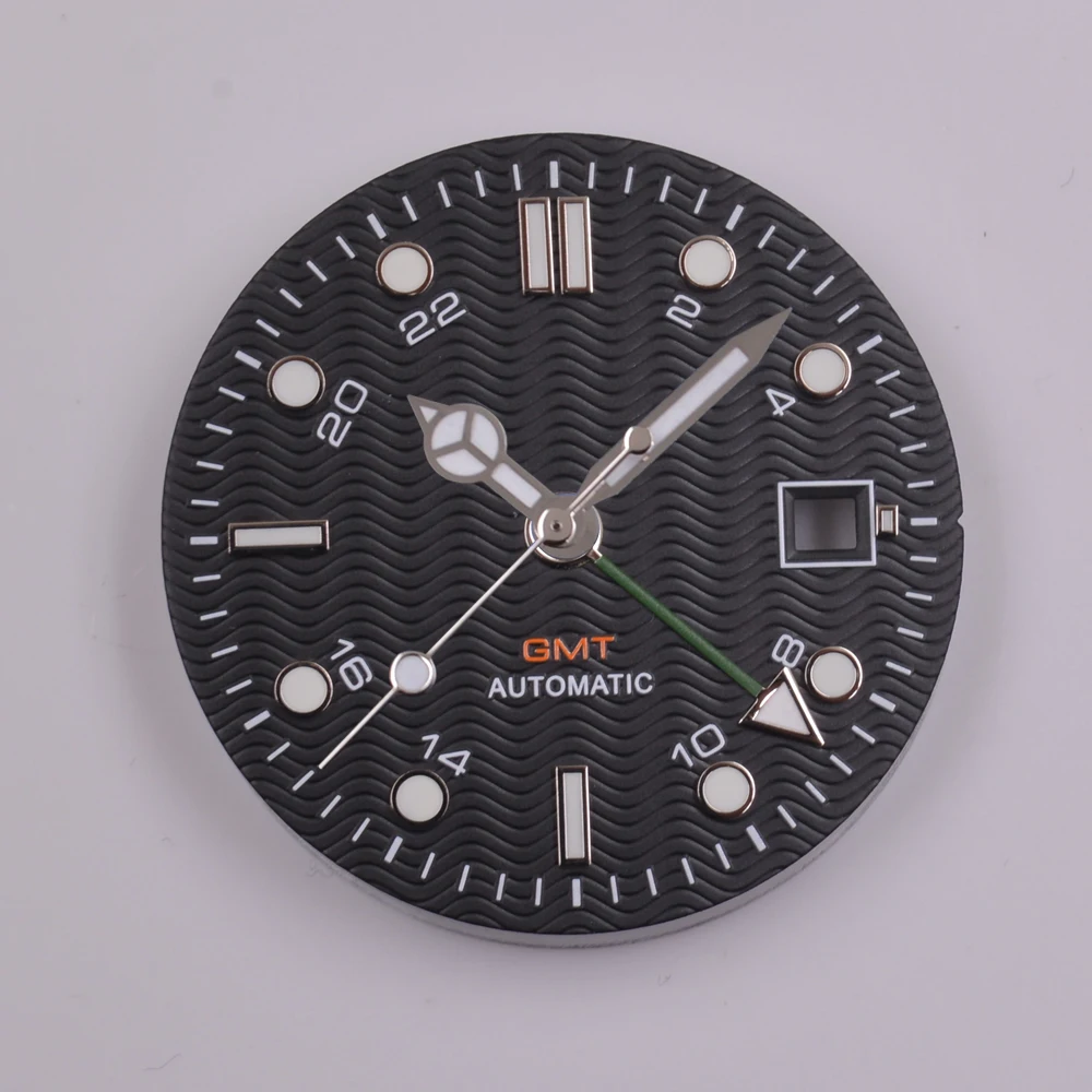 31mm Wavy stripe luminous Dial Watch Hands Fit NH34 NH34A GMT Movement Watch parts Watch Dial