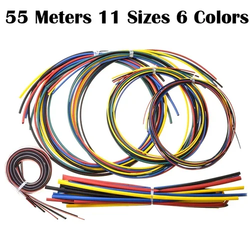 55M 6Colors Heat Shrink Tube 2:1 Shrinkable Wire Shrinking Wrap Tubing Wire Connect Cover Protection Sleeving Wrap Tubes