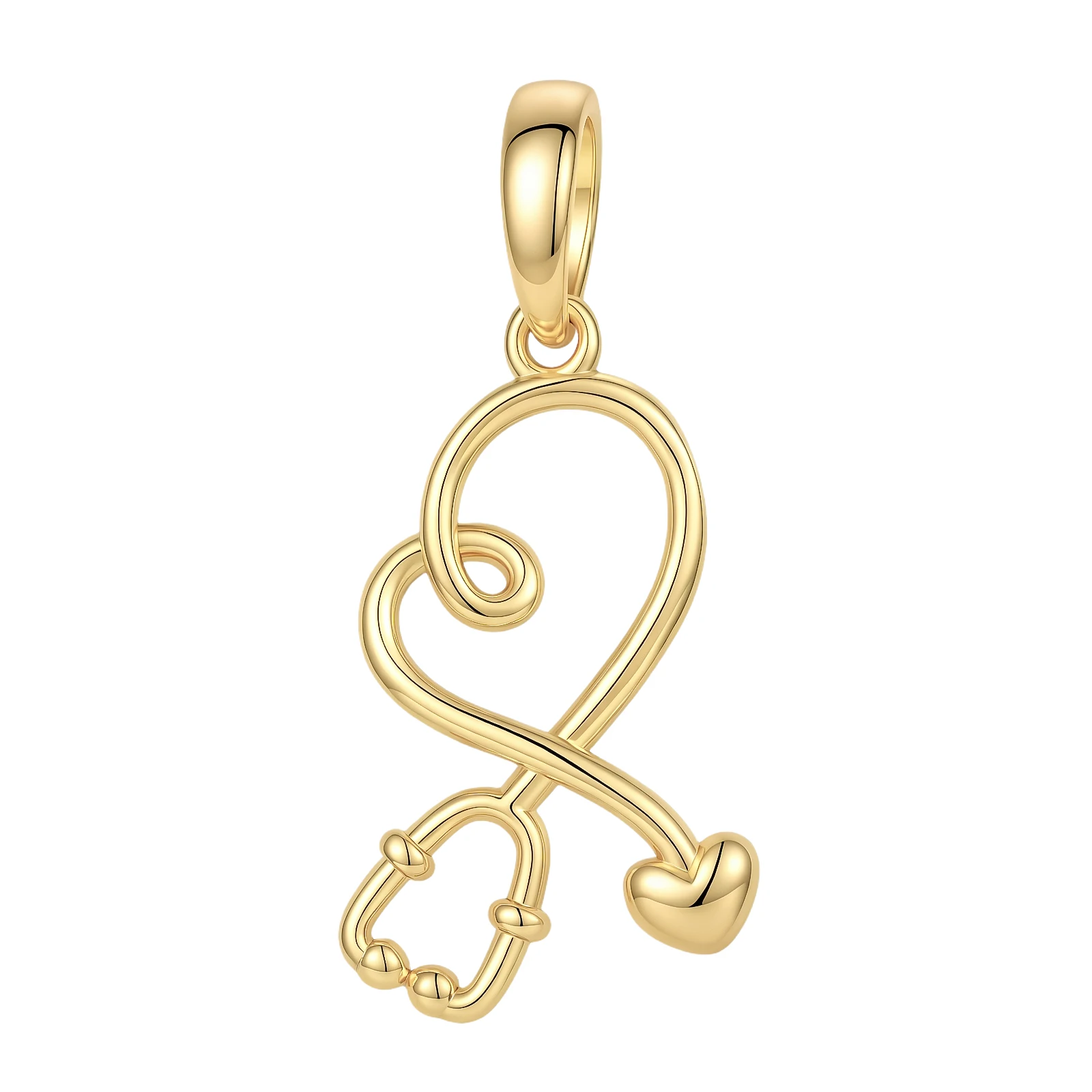 925 Sterling Silver Charm Nursing Medical Worker Stethoscope Pendant for Women Fit Original Bracelet Necklace DIY Accessories