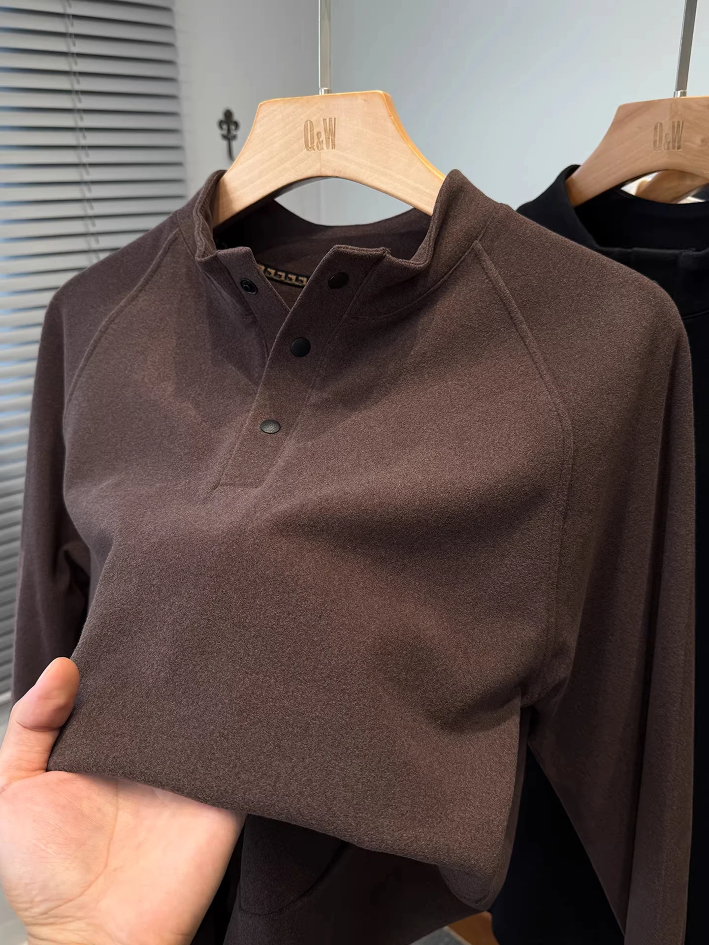 

GM New Trend Men's Long Sve Fce Lined Base irt f High Collar Autumn Winter Inner Wear T-irt Top Faionable