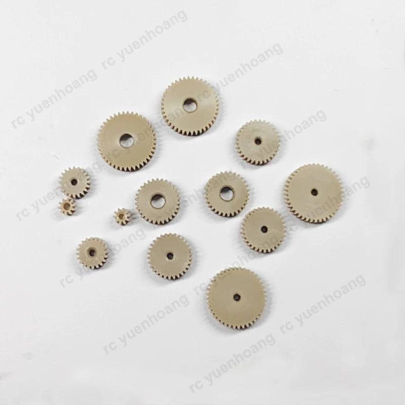 10PCS 10/20/30/40T Teeth Straight Gear Modulus 0.2 Shaft Transmission Plastic Column Pinion for RC Car Model Motor Connection