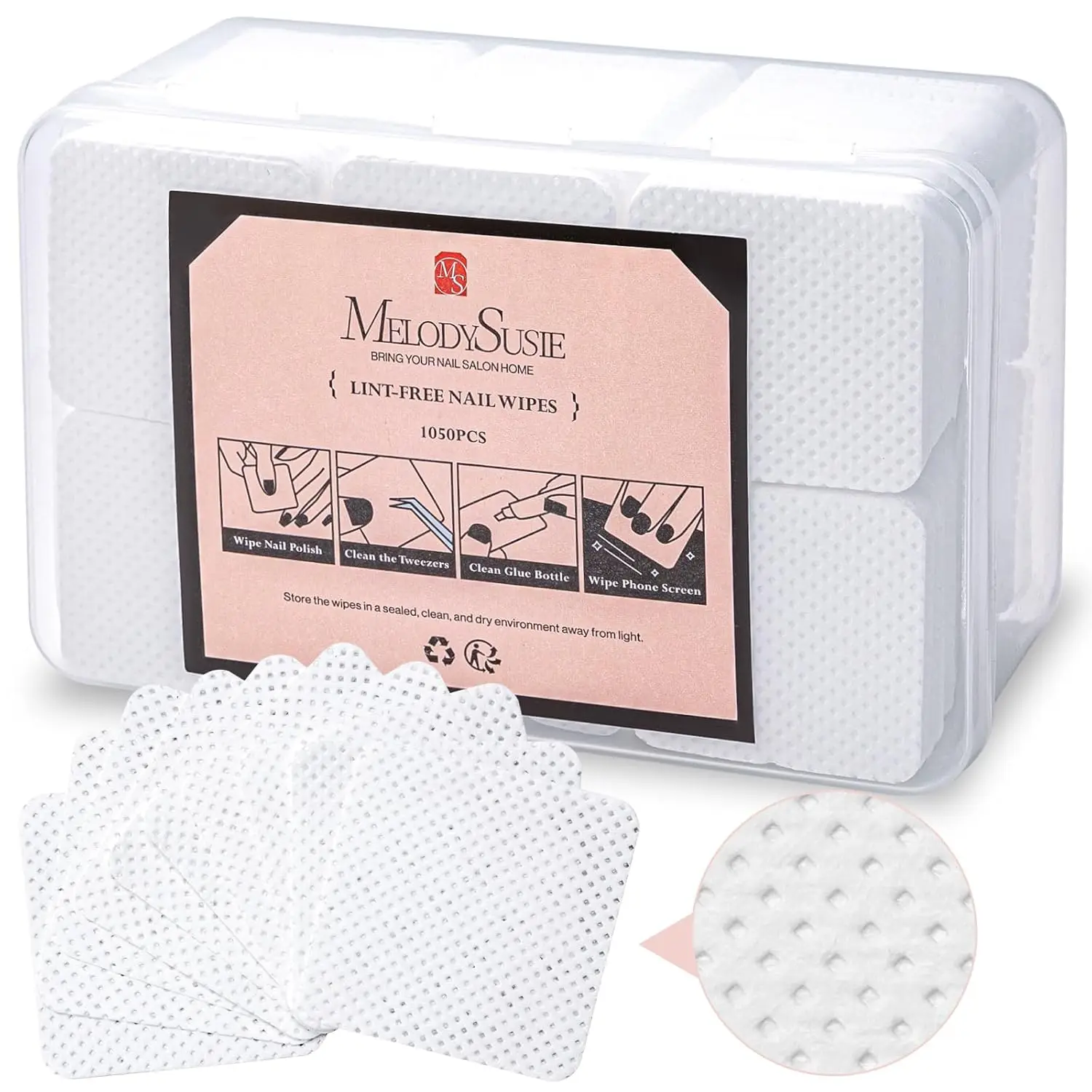 

1050Pcs Lint Free Nail Wipes Super Absorbent Soft Non-Woven for Nail Polish Remover and Eyelash Extension Wipes