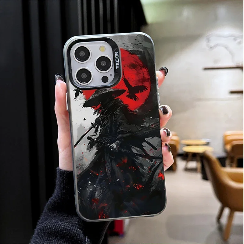 Phone Case for Huawei P30 P40 Mate 30 40 Pro Nova 7 Honor 50 Lens Creative Border Japan Ghost Face Samurai Shockproof Back Cover