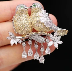 Pink Fashion Lovely Birds Brooches for Women Jewelry Gorgeous Costume Lapel Pins Animal Bird Brooch Pin