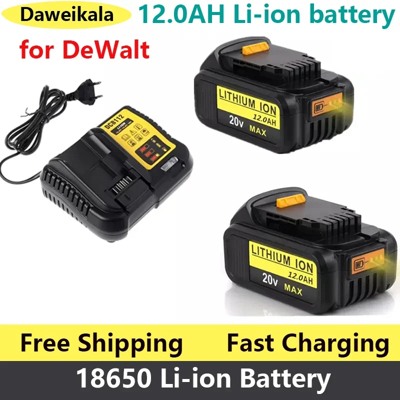 

2023 New 20V 12000mAh Max Battery Replacement Tool for DeWalt DCB184 DCB181 DCB182 DCB200 20V 5A 20 Volt 20V Battery + 3A Charge