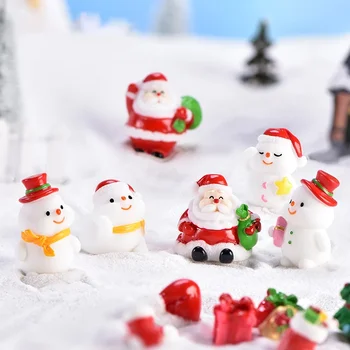 Mini figurine de bonhomme de neige de Noël en résine Père Noël Micro modèle de paysage Figurine miniature de jardin bricolée Décoration du Nouvel An 10 meilleures figurines de Père Noël en vente - No 2
