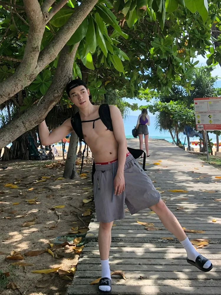 

RE American Retro Outdoor Casual Workwear Five-Quarter Pants Men's Loose Straight Leg Breathable Trendy orts