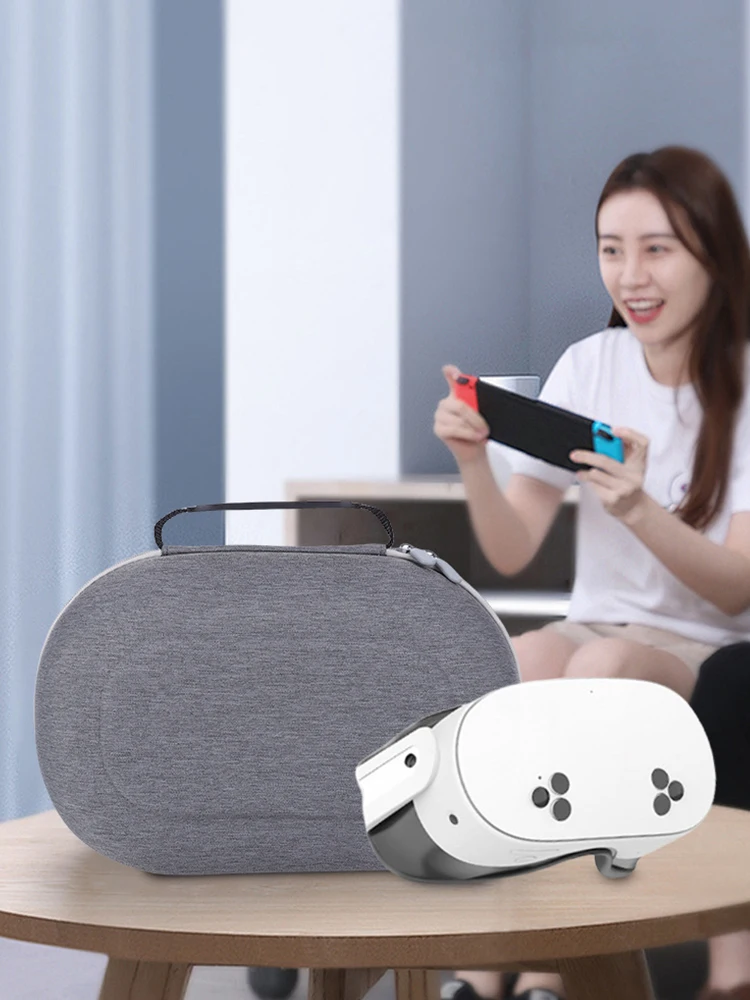 กระเป๋าพกพาแบบแข็ง กระเป๋าเดินทางแบบพกพาป้องกันการตก กระเป๋าแบบแข็งหลายช่องสำหรับชุดหูฟังเมตาเควส 3 เอส วีอาร์และอุปกรณ์เสริม