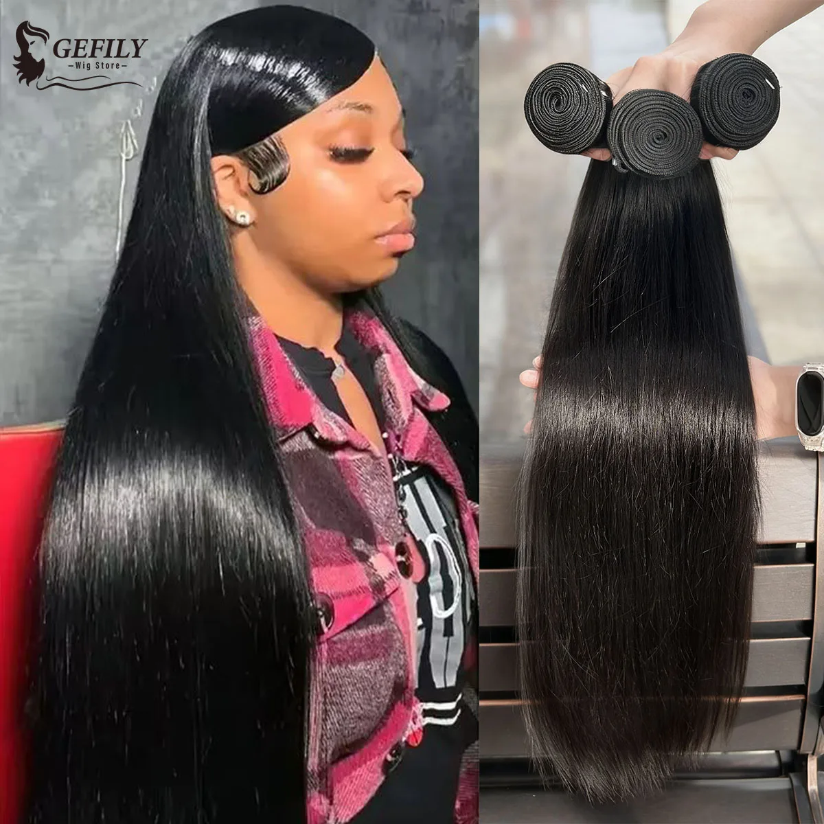 

30, 32, 34-дюймовые прямые пучки человеческих волос, 16 А, бразильский натуральный цвет, 100% необработанные человеческие волосы, 3 4 пучка утка