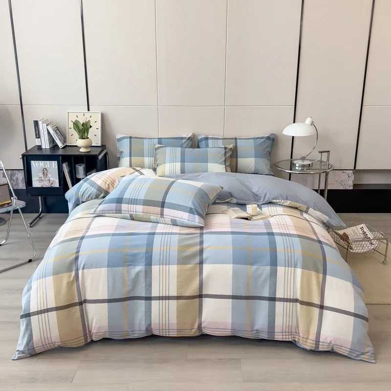 New Class A Full Quilt Cover Yarn-dyed Washed Cotton Single Piece Duvet Cover Plaid Bedding Is Skin Friendly and Soft 200x230