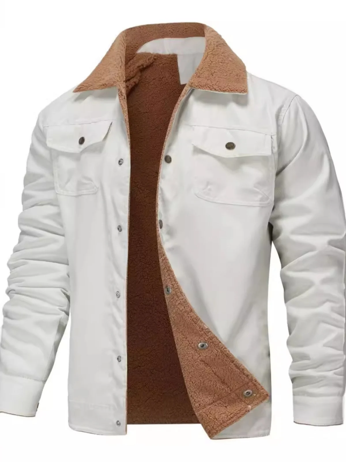 

Men's Workwear Jaet Autumn Winter Simple Pure Color Wear Resistant Cotton Cloth Jaet Youth Outerwear Top Single Button Cl...