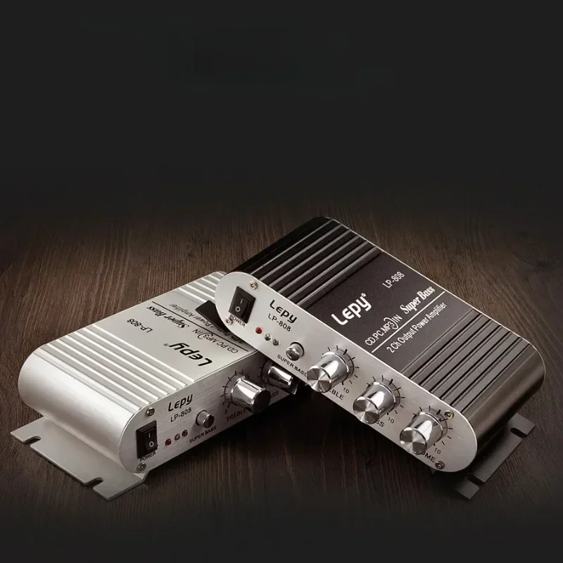 

Amplifier Treble, Bass, Balance, Volume control with USB Port FM 12V Stereo Audio Car Auto Mini MP3 LP-808 Silver