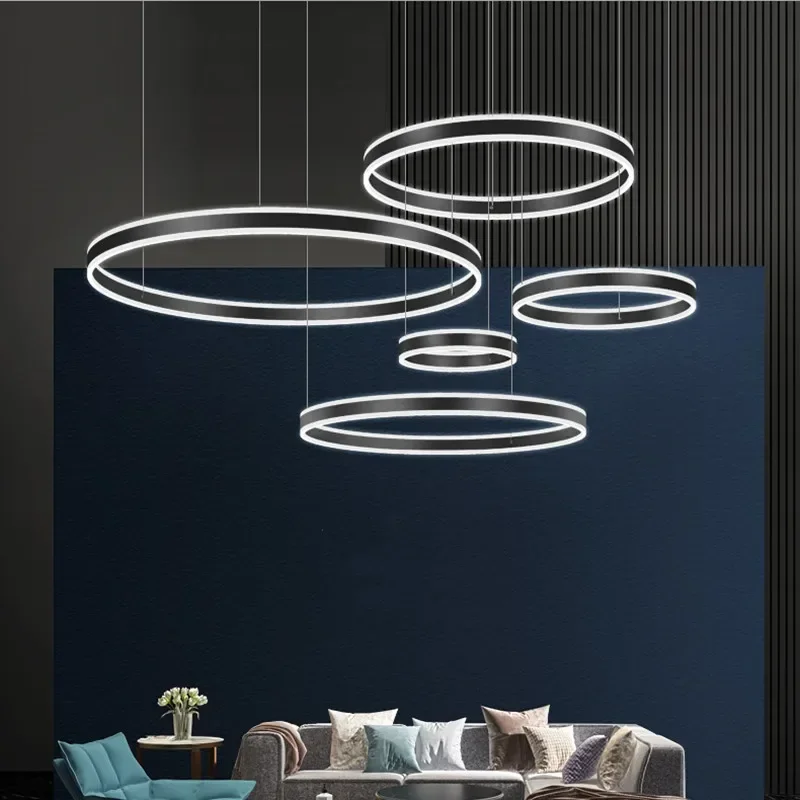 Modern Lamps for Living Room Kitchen Ring Lustre Decoration Luxury Ceiling Chandelier Led Lights Bedroom Indoor Home-appliance