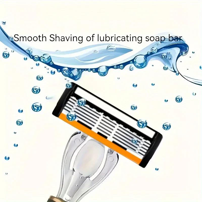ماكينة حلاقة يدوية برأس ماكينة حلاقة مكونة من 6 طبقات، ماكينة حلاقة كلاسيكية بحافة مزدوجة من الفولاذ المقاوم للصدأ، دليل حلاقة اللحية والشارب