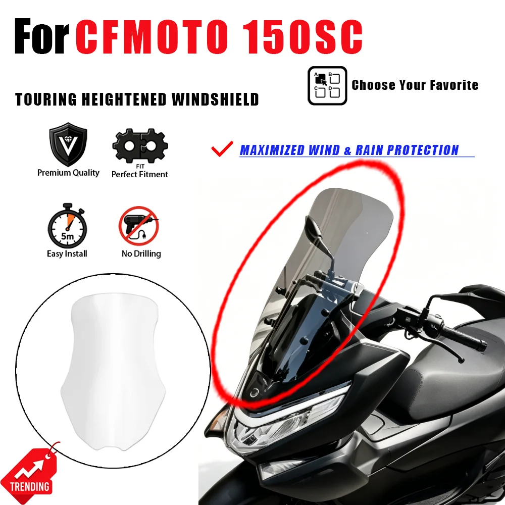 

For CFMOTO 150SC Heightened Windshield Modification Kit Parabrisas Parabrezza Moto Accesorios Deflector 150 SC Parts