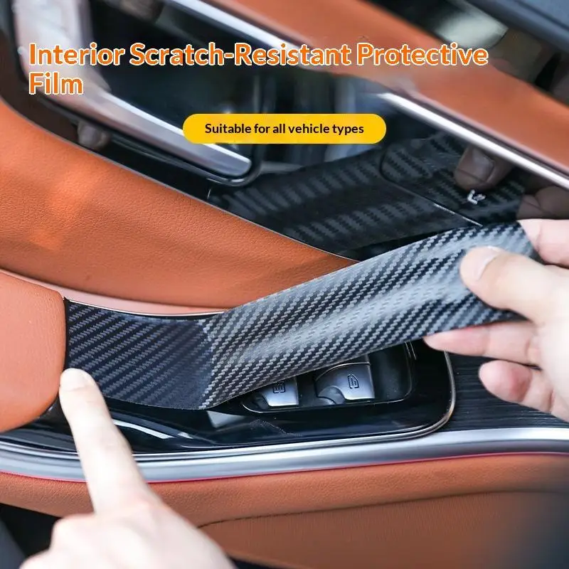 3D Carbon Fiber Texture Ultra Thin Scratch Resistant Car Protective Tape For Door Sills Bumpers Rear Mirrors