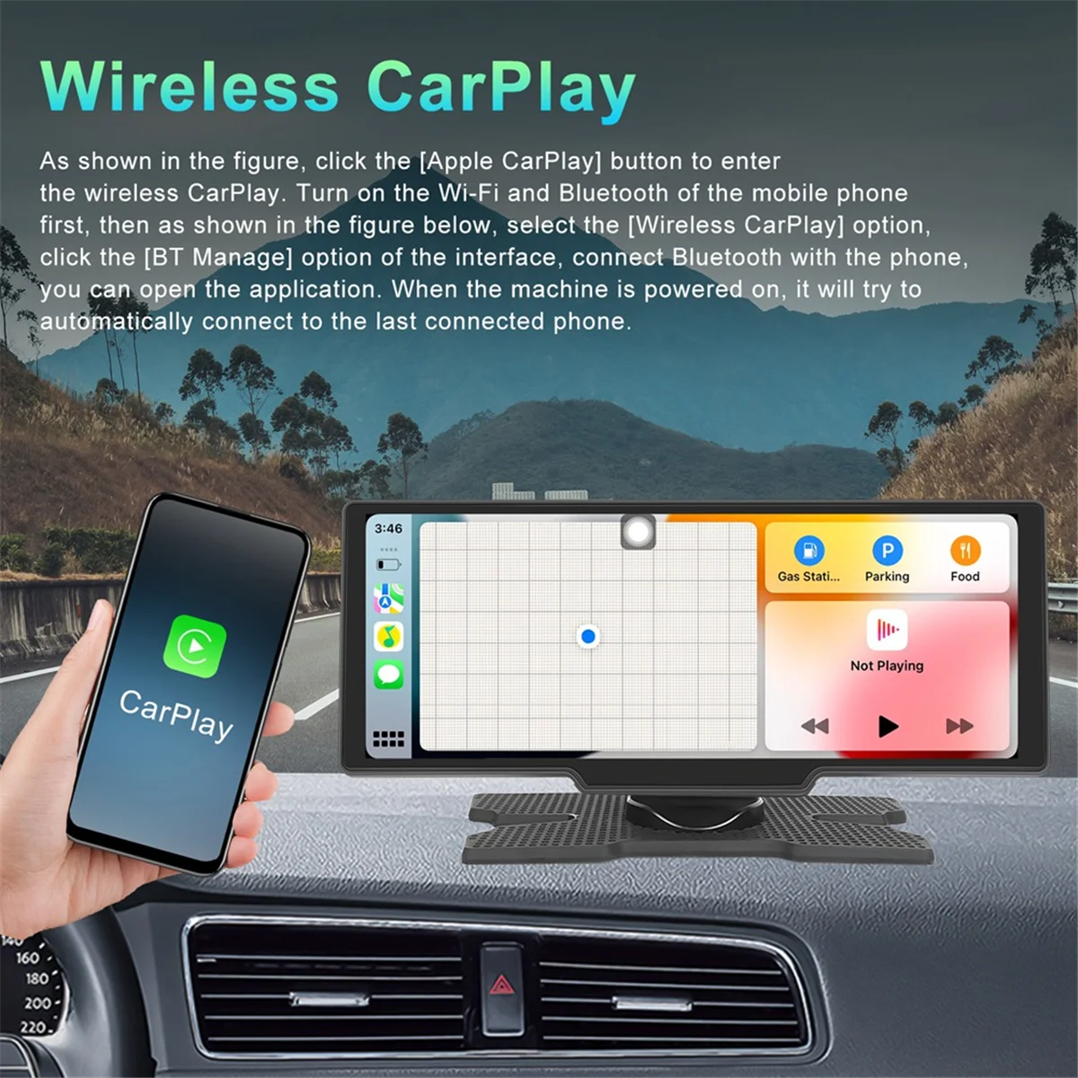 

Беспроводной экран Carplay для автомобиля, 10,26-дюймовый портативный автомобильный Aud Super Deal Droid Auto