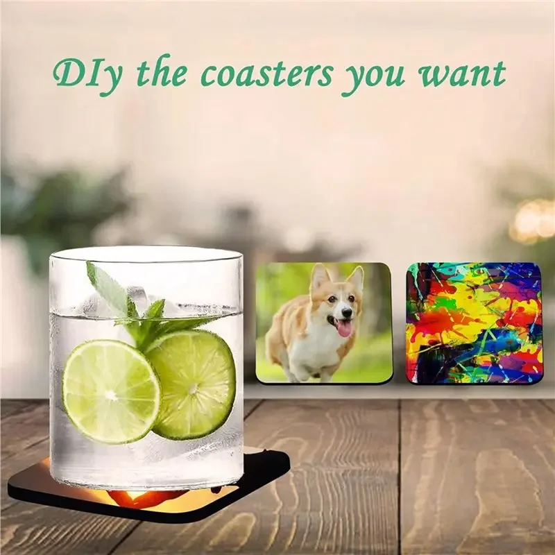 100pcs Sublimation Blank Cup Coasters 4x4 Inch Mat for Heat Press Transfer Printing DIY Crafts