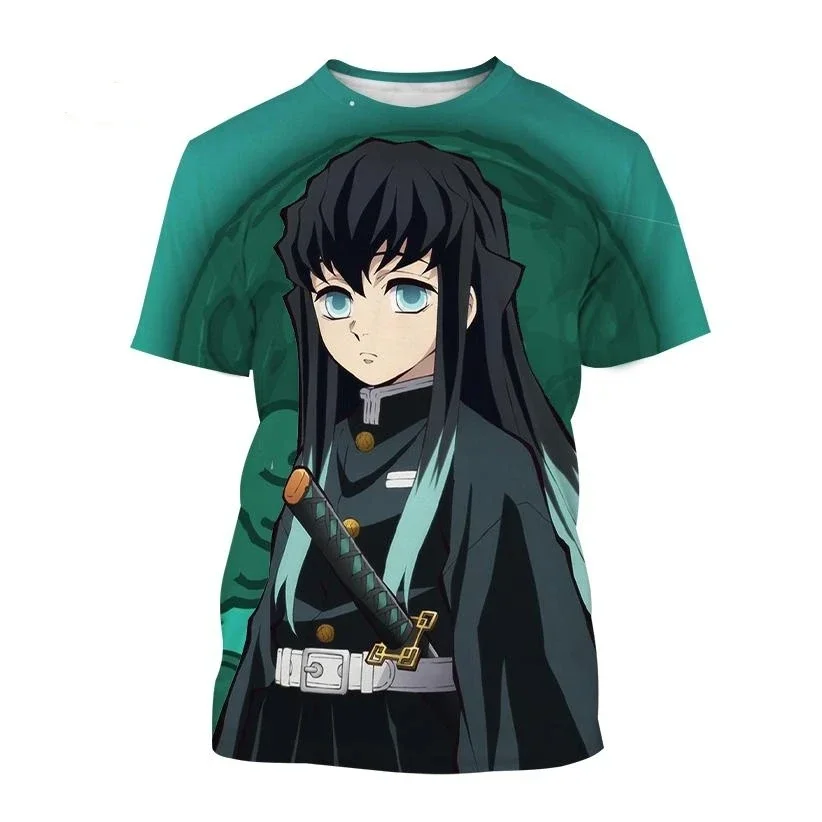 Camiseta con estampado 3D de Demon Slayer para hombre, camiseta de manga corta con cuello redondo informal, Kimetsu No Yaiba, Kamado, Nezuko, Kochou, Shinobu, Cosplay, Verano