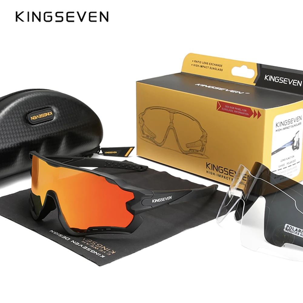 KINGSEVEN Cycling Sunglasses For Men Women UV400 Polarized MTB Mountain Bike Sun Glasses Photochromic Bicycle Sports Eye Wear