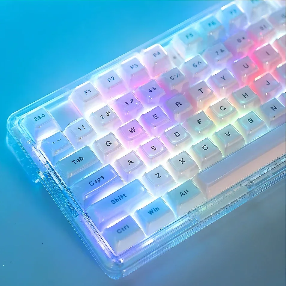 Cute crystal jelly, keycap OEM PBT material keycap set is suitable for HI75 61 84 96 98 99 104 F87 and other keyboards