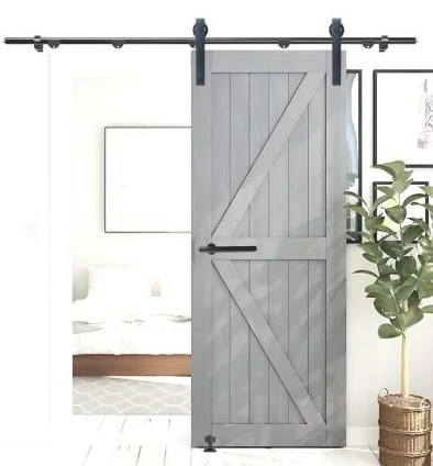 6.6FT Sliding Barn Door Hardware Kit Smoothly Quietly Sliding Barn Door Track w Floor Guide for Interior Exterior Fit 36 to 40in