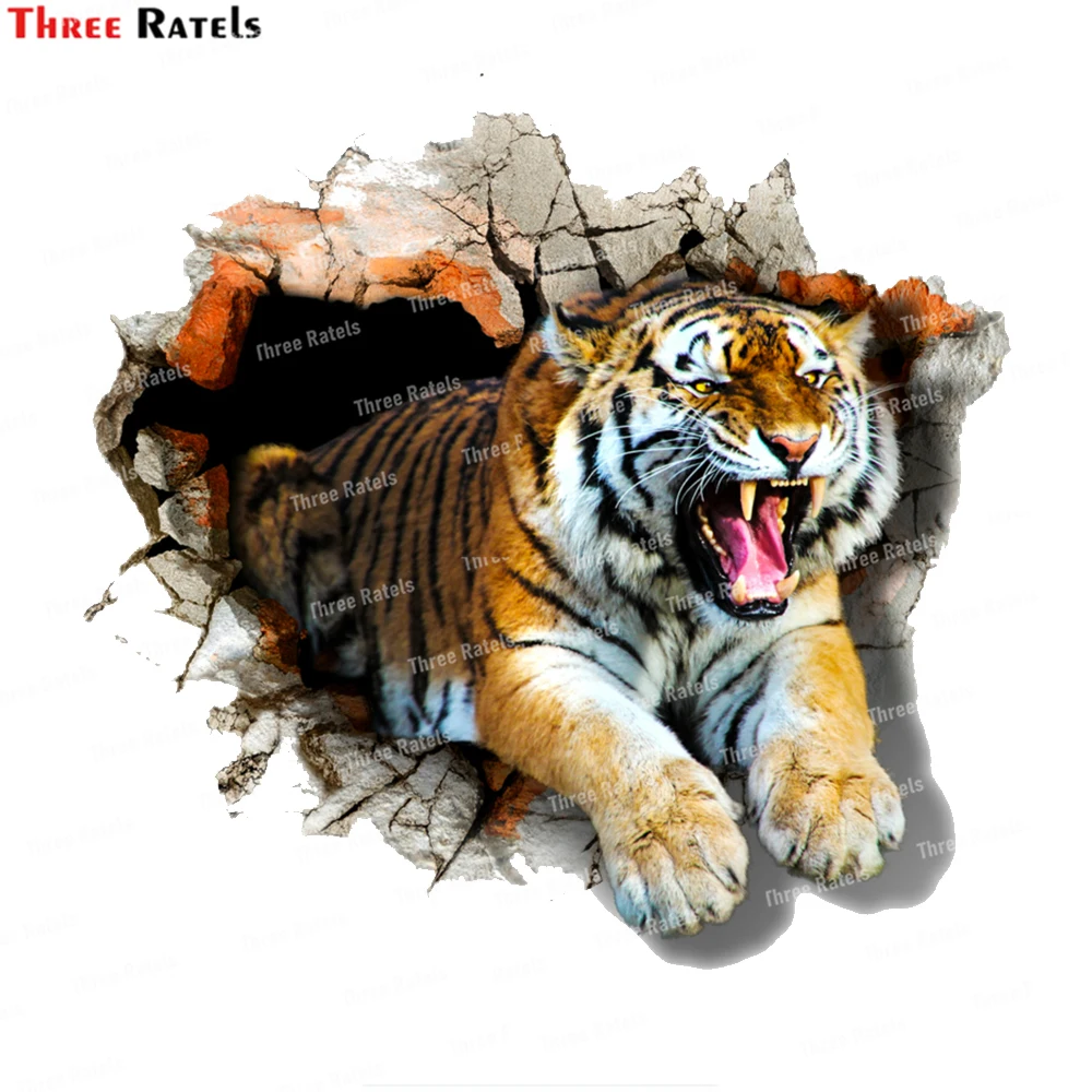 Three Ratels L154 Car Styling Funny Warning Wild Nature Cruel Angry Tiger Adhesive PVC Decal Waterproof Car Body Stickers