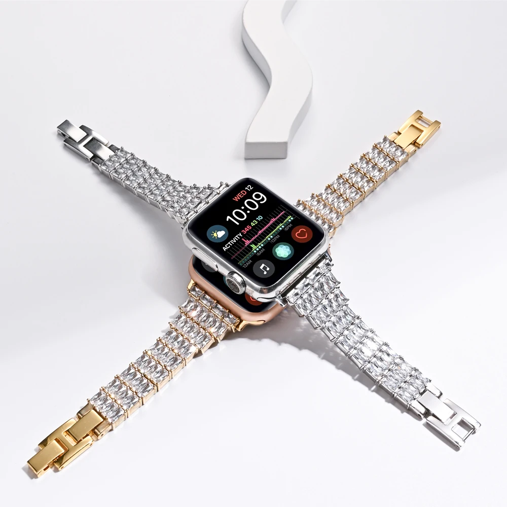 Rhombus Diamond Bracelet For Apple Watch Ultra 49mm Band 42mm 38mm Women Luxury Strap For iWatch SE 8 7 40 44mm 45mm 41mm Correa