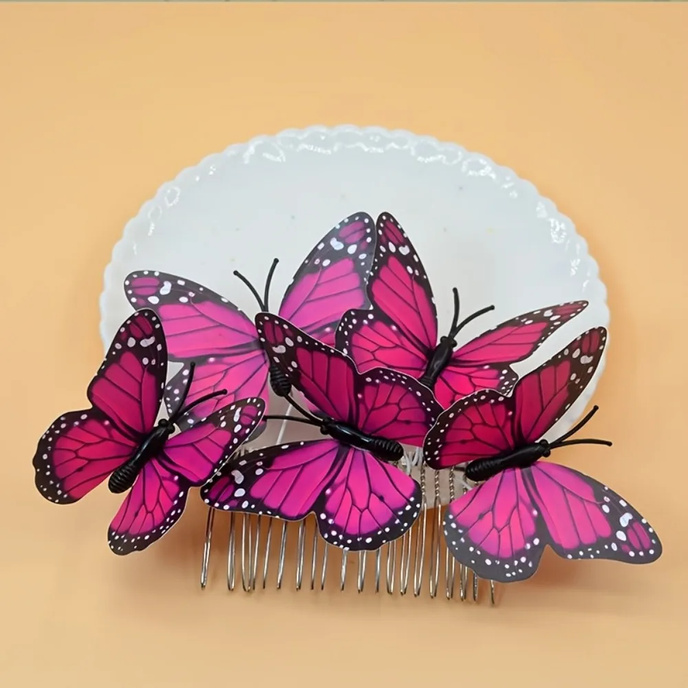 

Elegant 3D Butterfly Hair Comb Portable Colorful Butterfly Hairbrush Decorative Hairpins Butterfly Headpiece Styling Accessories