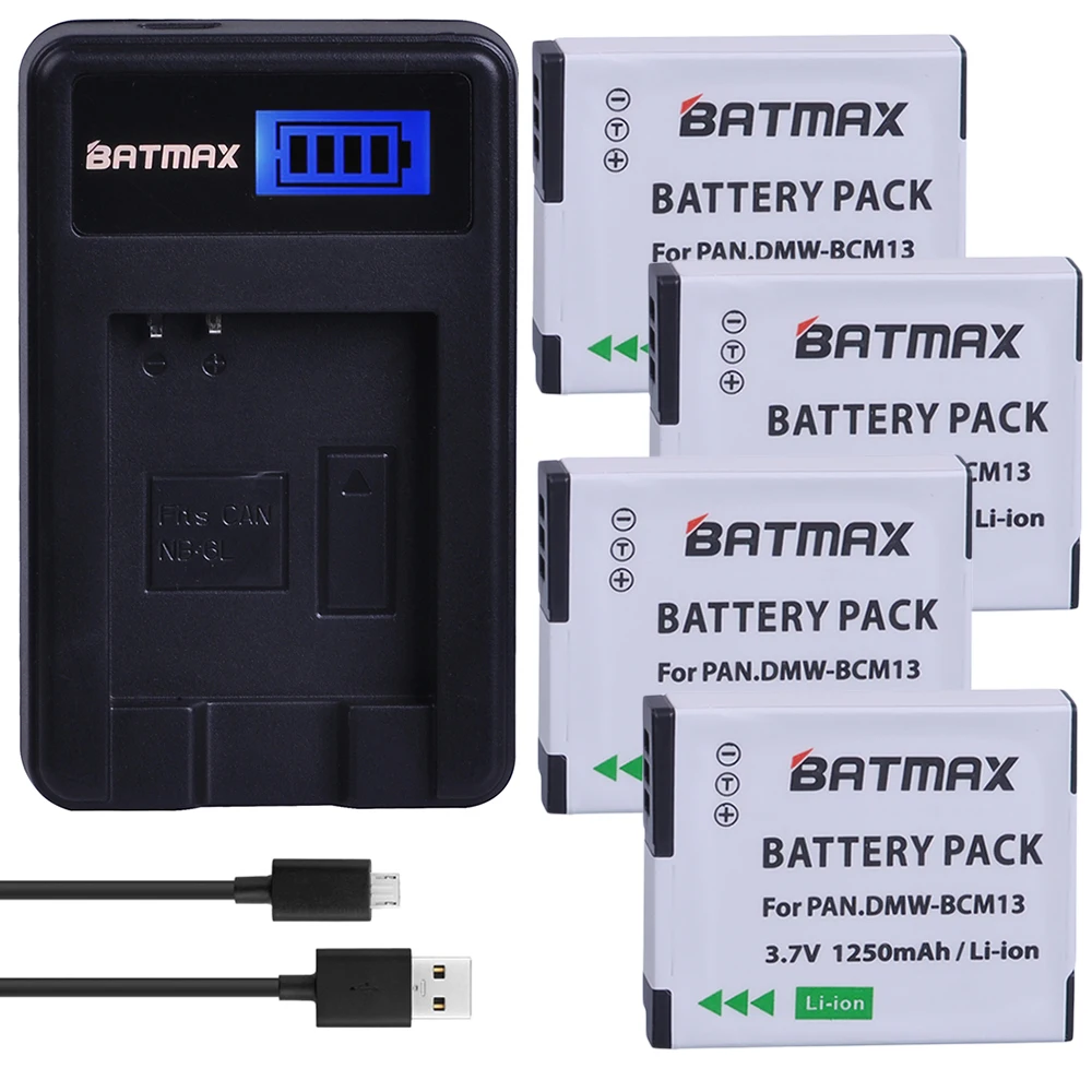 Batmax DMW-BCM13 Battery +LCD USB Charger for Panasonic Lumix ZS27, ZS40, ZS45,ZS50, TZ60, TZ57,TZ70,TZ27,TZ37,TZ41