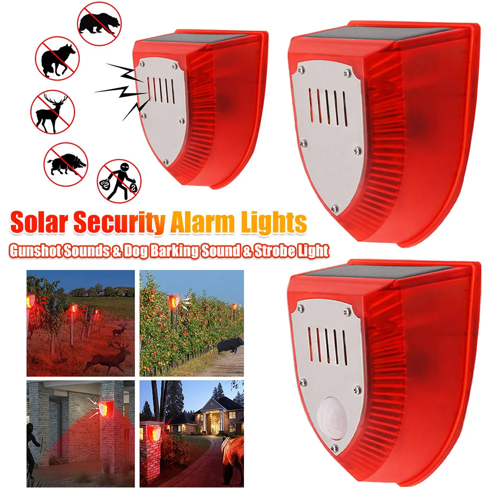 Solar Alarm Lights with Motion Sensor Solar Sound & Light Alarm Waterproof Strobe Light Warning Lamp for Farm Barn Yard
