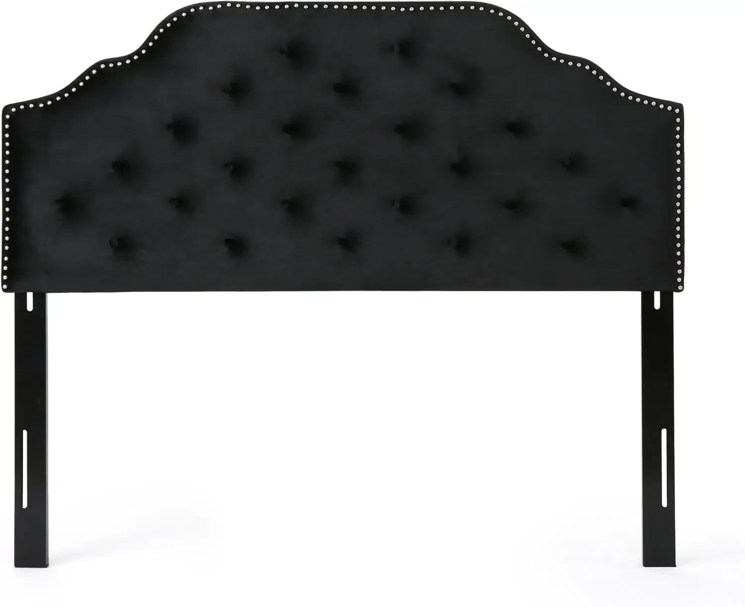 Knight Home Silas Velvet Headboard, Queen / Full, Black / Black