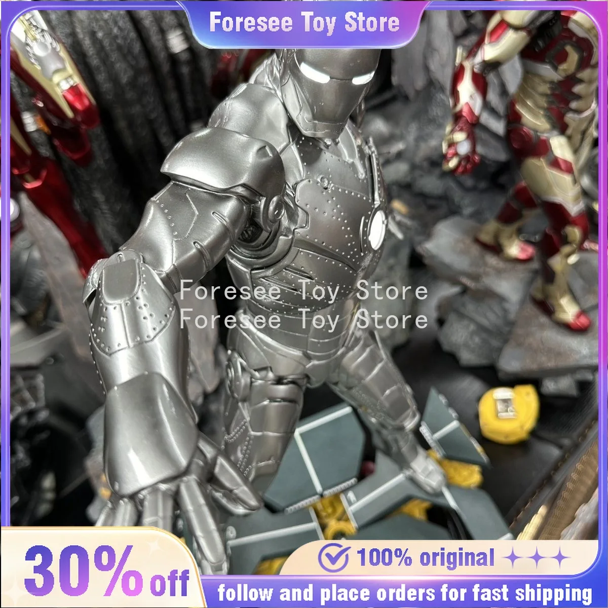 

60 см Sideshow Iron Man MK2 Фигурка Мстители Аниме Фигурка Светящаяся коллекция Настольный орнамент Украшения Лучшие подарки для мальчика