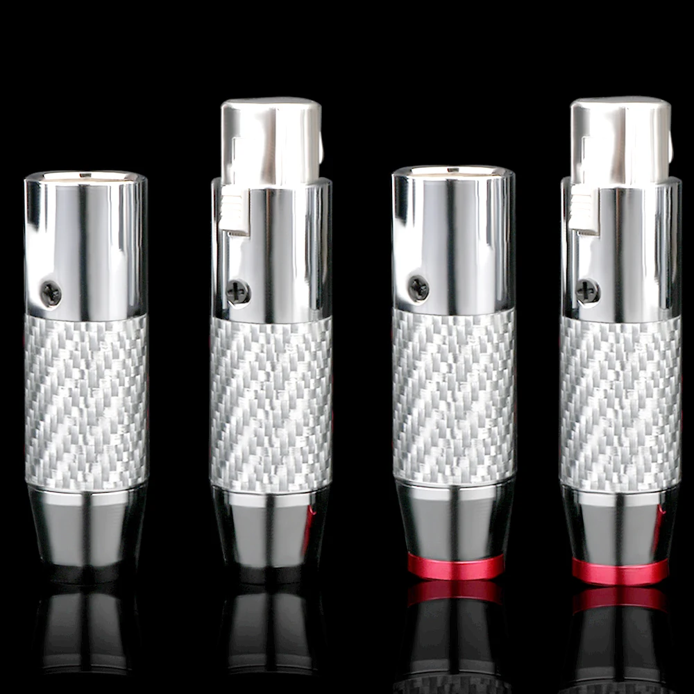 Preffair 2/4Pcs Hi-end Black/White Carbon pure copper rhodium-plated 3pin XLR Plug balance Wire XLR male and female amplifier