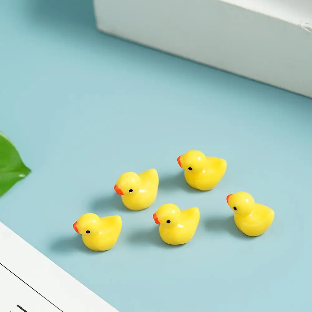 Miniature Duck Ornaments para artesanato de jardim, pato minúsculo, resina, amarelo, animal, paisagem, plantas, fada, Mic, X7t8, decoração, 100pcs