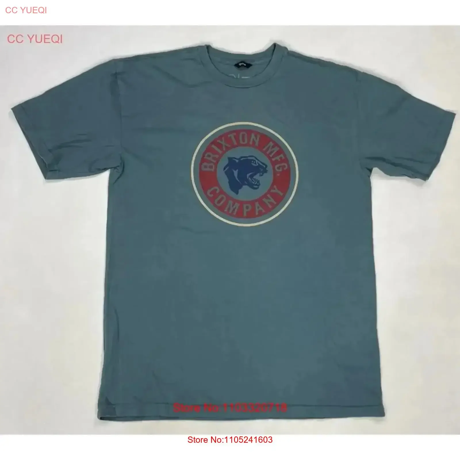Brixton Logo T shirt Men Large Blue vintage Washed Stylish Top For Everyday Wear homme Soft streetwear Versatile Breathable