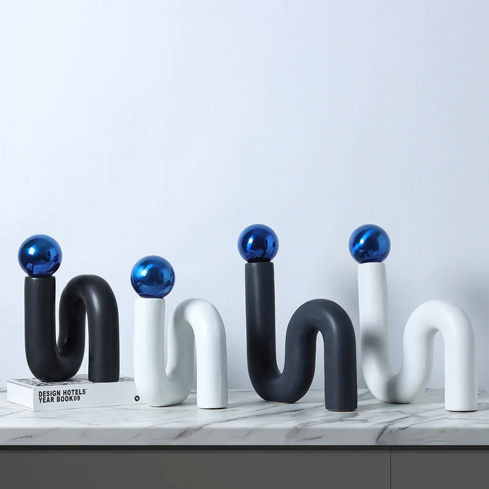 

Geometric distortion and bending ceramic modern Nordic light luxury minimalist home bedroom study aesthetic decoration