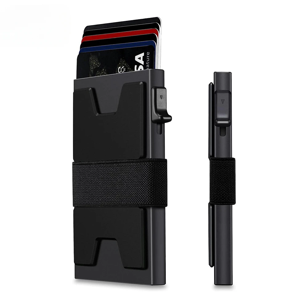 

Rfid Blocking Wallet Aluminum Mens Minimalist Designer Slim Bank Card Holder Metal Case Pop Up Credit Cardholder Wallets for Men